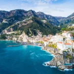 aerial view to lagoon of Amalfi coast in Italy