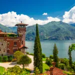 Lake Como, Italy, Europe. Villa was used for film scene in movie James Bond