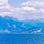 Beautiful scenery of Lago di Garda with view of Malcesine town. Italy