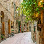 Alley in old town San Gimignano Tuscany Italy